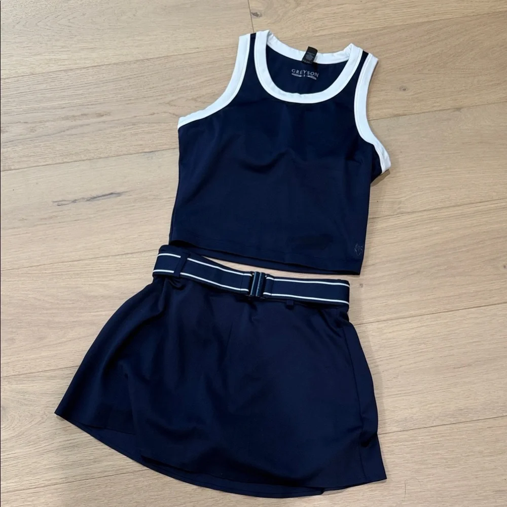 Greyson Navy & White Girls' Tank Top and Skirt Set - Picture 1 of 5